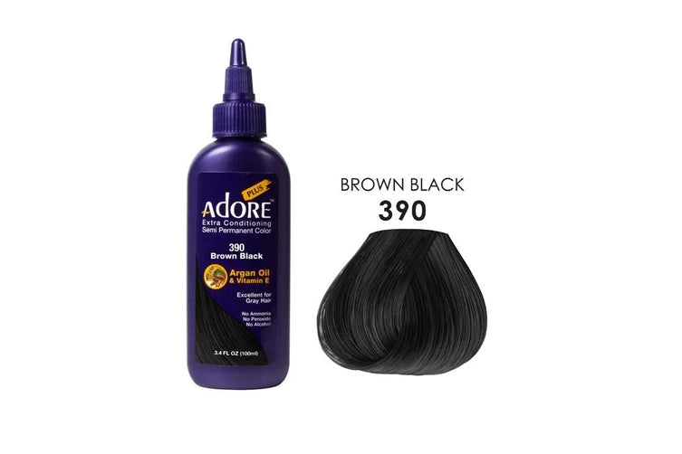 Adore Plus Semi Permanent Hair Colour No. 390 Brown Black 100ml