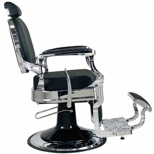 Havana Barber Chair - Chrome Frame - Black Upholstery