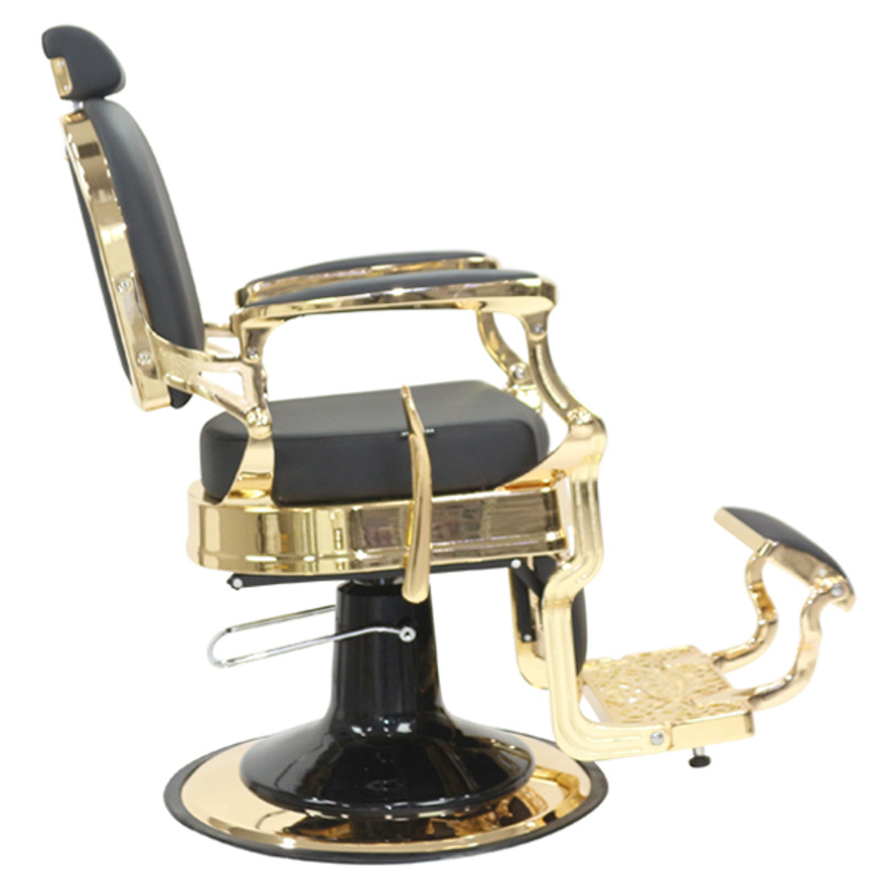 Havana Barber Chair - Gold Frame - Black Upholstery