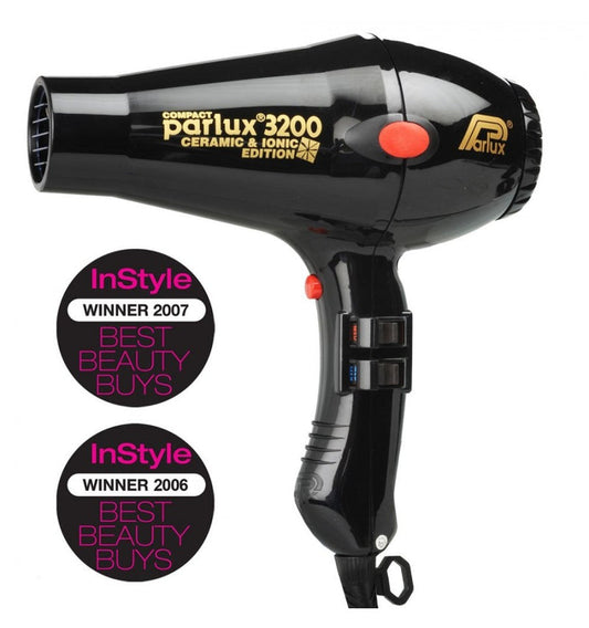 Parlux 3200 Ionic + Ceramic Compact Dryer Black