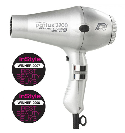 Parlux 3200 Ionic + Ceramic Compact Dryer Silver