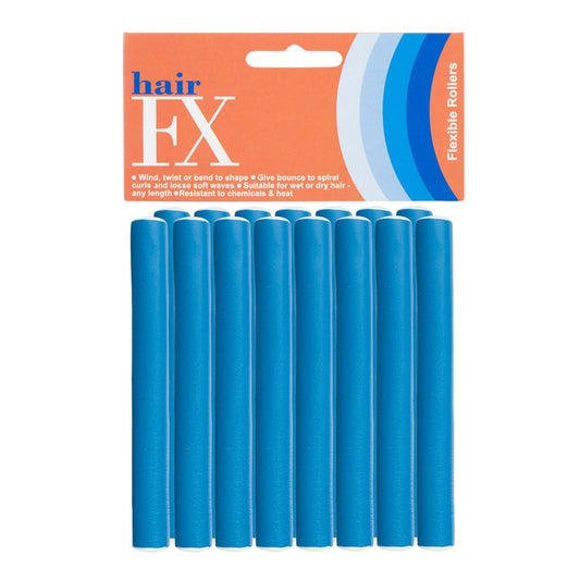 Hair FX Short Flexible 15mm Hair Rollers - Blue 12pk