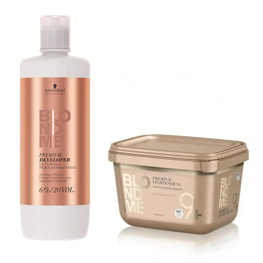 Schwarzkopf BlondMe Premium Lightener 9+ & Developer 6%/ 20 Volume Duo Set - New Formula