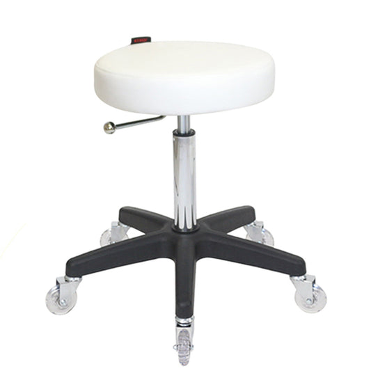 Turbo White Salon Stool - Black Base
