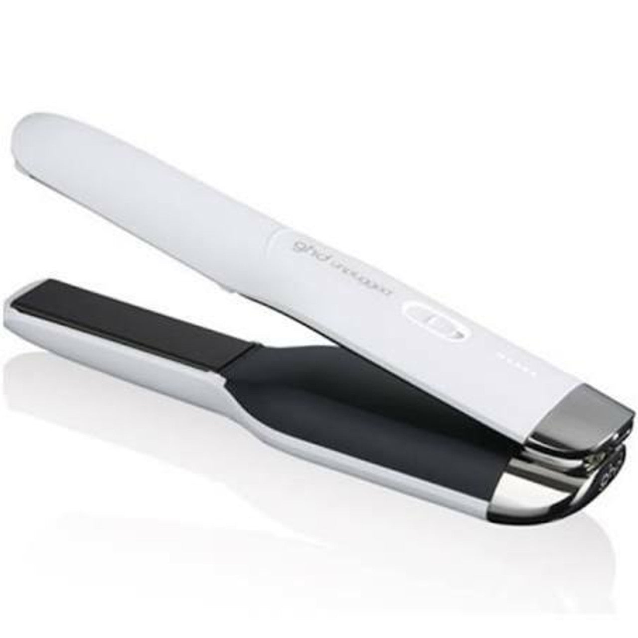 GHD unplugged cordless hair straightener in matte white