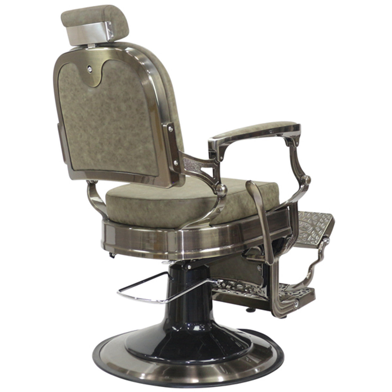 Havana Barber Chair - Antique Frame - Olive Upholstery