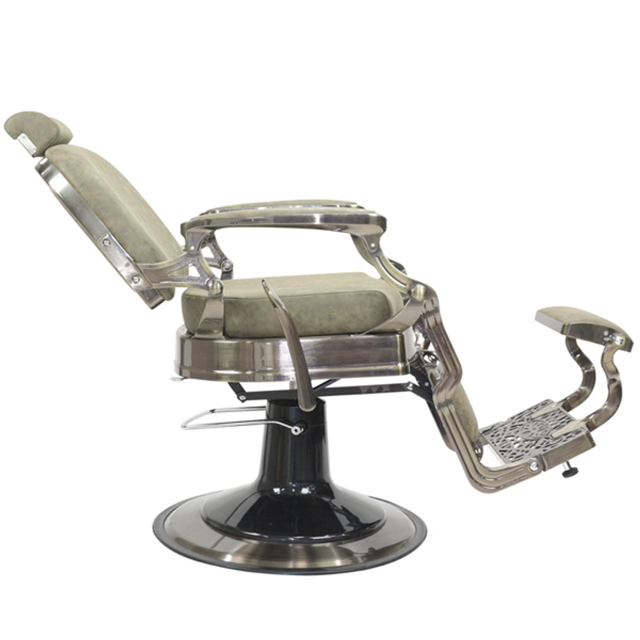 Havana Barber Chair - Antique Frame - Olive Upholstery